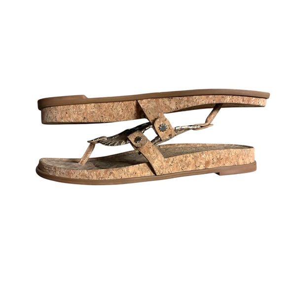Jack Rogers Georgica Cork Thong Sandal  Natural Cork/Gold Sz 9 - Picture 3 of 5